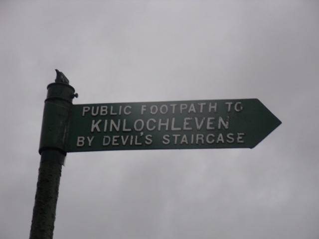 Signpost to Kinlochleven via Devil's Staircase